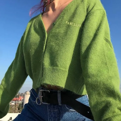 Avaocado knit crop cardigan