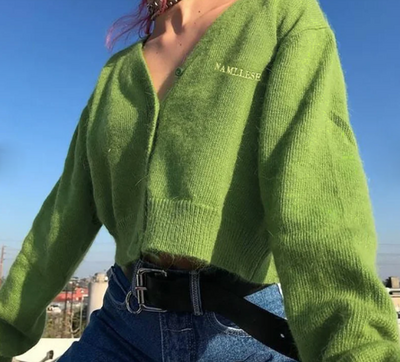 AVAOCADO KNIT CROP CARDIGAN