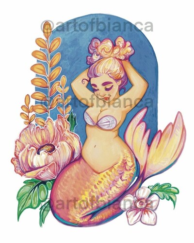 Pretty Pink Mermaid 8x10 Print