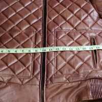 Crafted Leather New Handmade Men Biker Slim Fit Brown Quilted Leather Motorcycle Jacket - Thumbnail 2