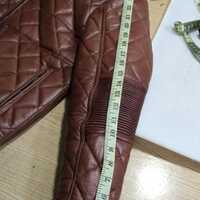 Crafted Leather New Handmade Men Biker Slim Fit Brown Quilted Leather Motorcycle Jacket - Thumbnail 4