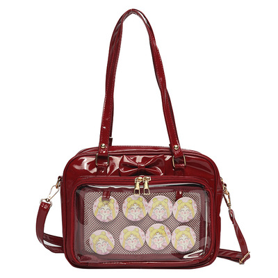 Portable crossbody bag patent leather soft girl bag