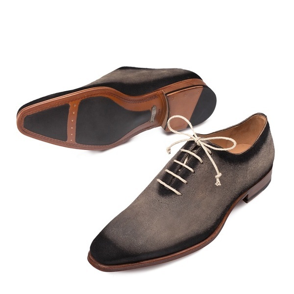 New Handmade Mens Italian Suede Grey Oxfords Shoes