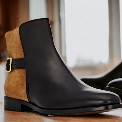 Handmade men's two tone leather & suede ankle boot - Thumbnail 2
