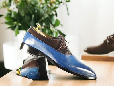 Handmade Men's Two tone Laceup Leather Shoes