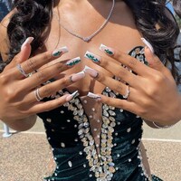 Sexy Dark Green Black Beaded Prom Dresses With High Split - Thumbnail 2