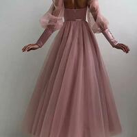 Elegant A Line Pink Long Sleeve Prom Dresses For Women - Thumbnail 1