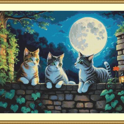 Cats in the moonlight cross stitch pattern - Thumbnail 5