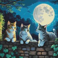 Cats In The Moonlight Cross Stitch Pattern - Thumbnail 1