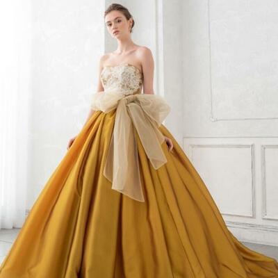 Elegant a line gold stain floor length evening dresses