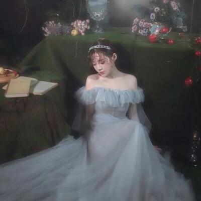 Off the shoulder vintage grey tulle prom evening dresses - Thumbnail 3