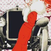 Woman In Red Cross Stitch Pattern - Thumbnail 1