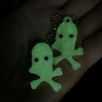 Glowing Skull Charm Necklace (On Ball Chain)  - Made With Recycled Plastic  - Thumbnail 4