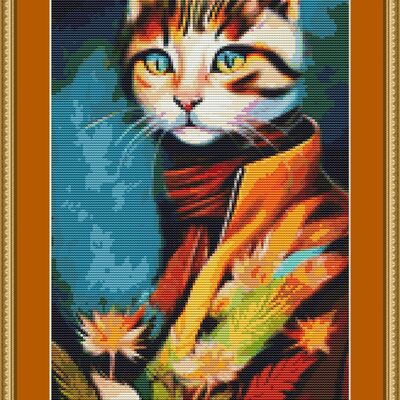 Artist cat cross stitch pattern - Thumbnail 5