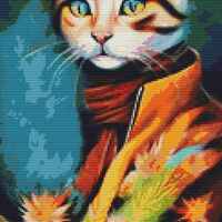 Artist Cat Cross Stitch Pattern - Thumbnail 1
