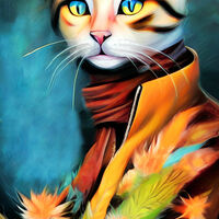 Artist Cat Cross Stitch Pattern - Thumbnail 2