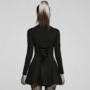  WOMEN BLACK GOTH LONG SLEEVE DAILY WEAR DRESS-4