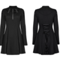  WOMEN BLACK GOTH LONG SLEEVE DAILY WEAR DRESS-2