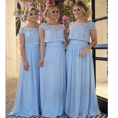 Bridesmaid dresses sky blue two piece - Thumbnail 2