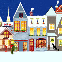 Cat At The Christmas Village Cross Stitch Pattern - Thumbnail 2