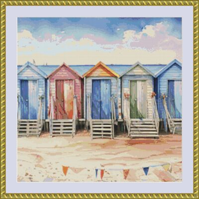 Colourful beach huts cross stitch pattern - Thumbnail 4