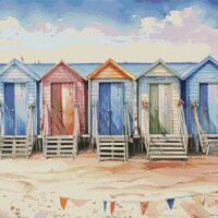 Colourful Beach Huts Cross Stitch Pattern - Thumbnail 1