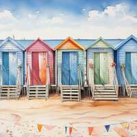 Colourful Beach Huts Cross Stitch Pattern - Thumbnail 2