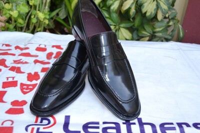 Crafted Leather Black Calf Leather Moccasin Loafer Formal Dress Shoes