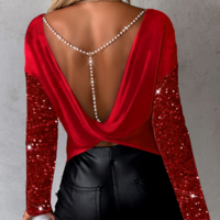 Solid Color Temperament Elegant Women'S Long Sleeved Top - Thumbnail 2