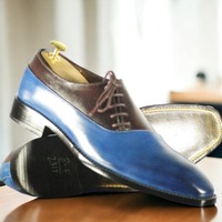 Handmade Men's Two tone Laceup Leather Shoes - Thumbnail 1