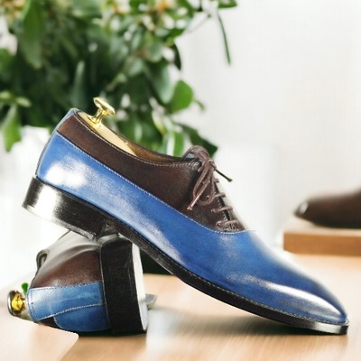 Handmade men's two tone laceup leather shoes
