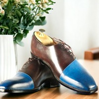 Handmade Men's Two tone Laceup Leather Shoes - Thumbnail 1