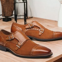 Handmade Two Buckle Leather & Suede Cap toe Dress Shoes - Thumbnail 1