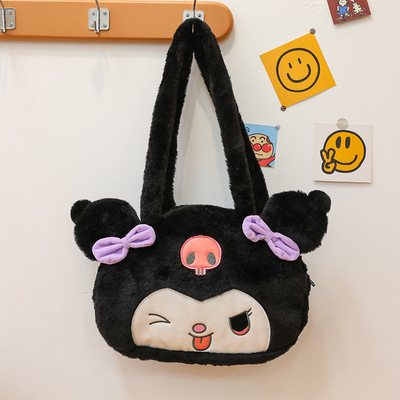 Cute cartoon kuromi shoulder bag plush bag