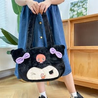 Cute Cartoon Kuromi Shoulder Bag Plush Bag - Thumbnail 1