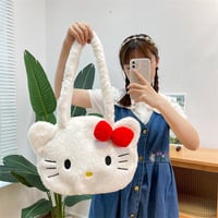 Cute Cartoon Kuromi Shoulder Bag Plush Bag - Thumbnail 5