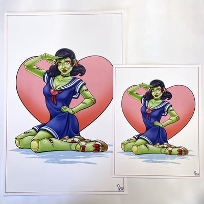 Zombae monstergirl pinup print