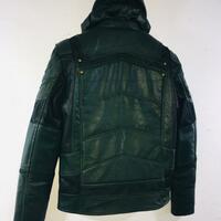 Crafted Leather Handmade Black Hooded Leather Motorcycle Jacket - Thumbnail 1