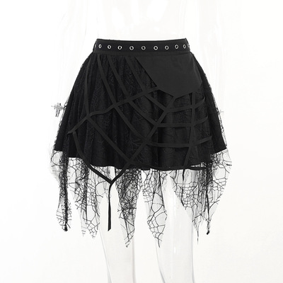 Black casual slim fit skirt for women's gothic punk tassel skirts