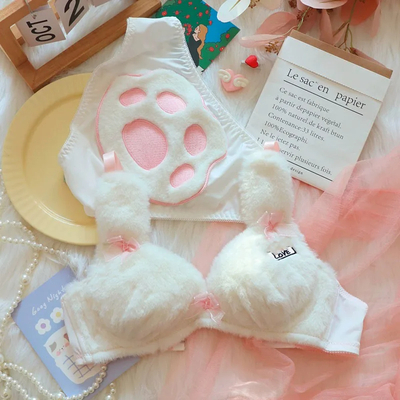 Cute Cat Paw Love Plush Lingerie Set