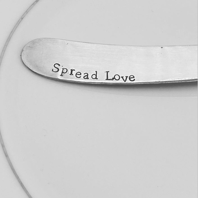 Spread love hand stamped repurposed antique spreader