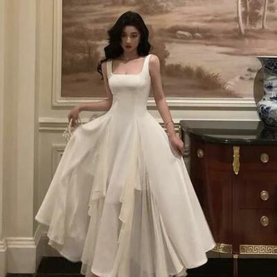 A line straps ivory prom dresses - Thumbnail 2