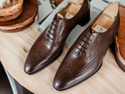 Handmade Brown Leather Lace up Wing tip Office Shoes