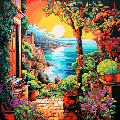 Sea view cross stitch pattern