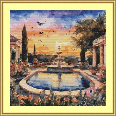 Fountain cross stitch pattern