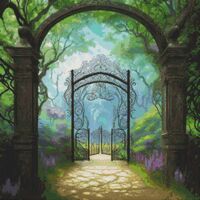 Garden Gate Cross Stitch Pattern - Thumbnail 1
