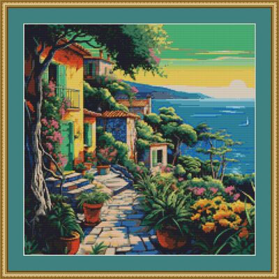 Garden terrace cross stitch pattern - Thumbnail 3