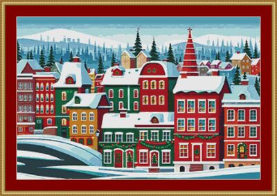 A Christmas Street Cross Stitch Pattern