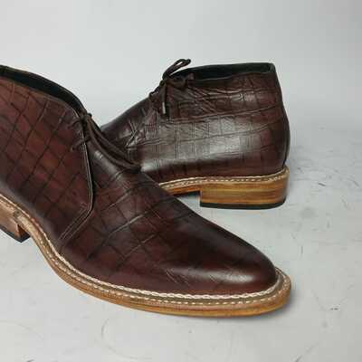 New mens handmade crocodie leather boots - Thumbnail 1