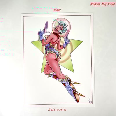 Pinkies out monstergirl alien cowgirl pinup print